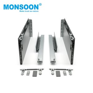 Système de tiroirs métalliques minimalistes à double paroi pour cuisine, avec glissières à fermeture amortie et montage sous plan pour meubles - Product Image 3