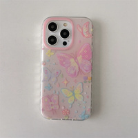 Coque Papillon Graffiti Colorée Esthétique Mignonne pour iPhone 16 15 14 13 Pro Max – Housse de Protection Antichoc Dégradée et Élégante