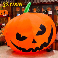 Décoration d'événement d'Halloween en plein air : Citrouille géante gonflable lumineuse avec chapeau de sorcière, sculpture Jack-o'-lantern