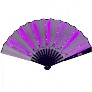 2023 New Design LED Hand Fan Folding Light up <b>Bamboo</b> Decorative Paper Fans for Party - Product Image 6