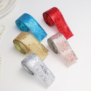 Cinta de tela con lentejuelas navideña transfronteriza personalizada EJ4112, 2M/rollo, lazos coloridos para cajas de regalo, lazos tejidos, ambiente festivo - Product Image 2