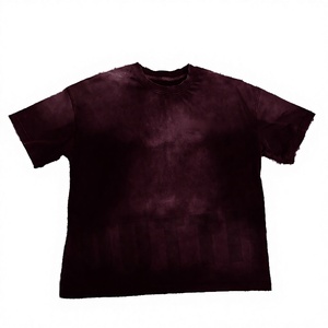 เสื้อยืดแขนสั้นสีแดงเข้มสำหรับผู้ชายพร้อมลายพิมพ์ฤดูร้อน คอกลม ผ้าฝ้ายเจอร์ซีย์ลำลอง ทรงพอดีตัว - Product Image 2