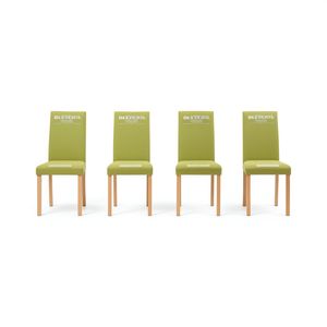 Chaises de salle à manger en tissu vert avec pieds en bois, ensemble de 4 meubles contemporains modernes et rembourrés pour la maison - Product Image 1