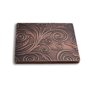 Posavasos Metálico Cuadrado de Latón y Cobre Antiguo, Estilo Único, con Logotipo Personalizado - Product Image 3