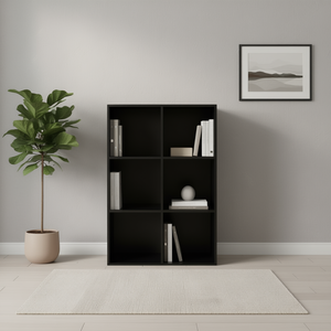 Étagère de rangement à 6 cubes, bibliothèque à 3 niveaux, meuble de salon, chambre à coucher, étagère de présentation, bureau à domicile, étagère en bois moderne, noir - Product Image 2