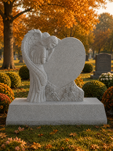 G635 Granite Angel Design Hand Carved Headstone Polished Surface Traditional Style Outdoor Use - Product Image 2