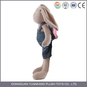 Peluche lapin en peluche à longue oreille avec pantalon à rayures classiques Taille 30cm Matériau sûr et environnemental pour tous les âges - Product Image 2