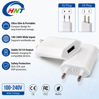 Chargeur mural USB ultra-mince HNT Mini Slim 5W, adaptateur universel pour téléphone, compatible prises US/EU, certifié CE, OEM ODM en gros