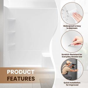 壁パネル,壁装飾シャワーサラウンド<span class=keywords><strong>3</strong></span>層収納ラック白アクリル浴室壁パネル - Product Image 3