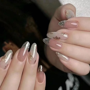 Seamless Wear French Style Acrylic <b>Nail</b> <b>Extension</b> Piece Long Trapezoid Almond <b>Nail</b> for Fingers Transparent Tips HALAL Certified - Product Image 6