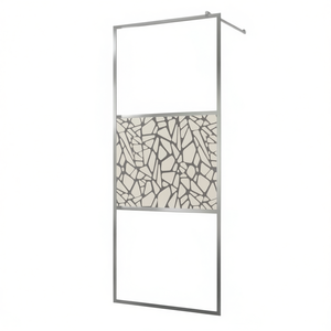 Paroi de douche en verre ESG 55,1x76,8 pouces, design pierre, sans cadre, pour rénovation de salle de bain - Product Image 1