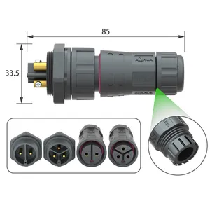 Feeding Control System Power Wire Panel Mount 2 PIN Waterproof Cable Electric Connector