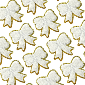 Colorido borde dorado brillo 3D arco parche hierro-en tela de chenilla bordado Bowknot parche - Product Image 4