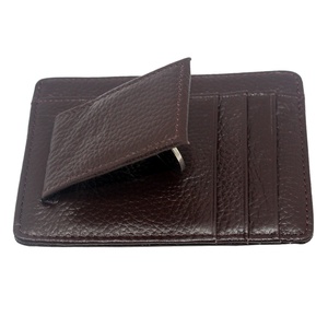High Quality Full Grain Lichee Leather Card Holder Magnet Leather Money Clip - Product Image 5