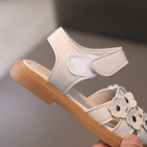 Sandalias de Niña con Flores, Zapatos de Princesa para Niñas, Sandalias Infantiles de PU de Color Sólido, Zapatos Planos de Princesa, Sandalias de Verano - Product Image 5