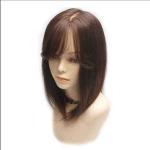 Perruque à clipser en cheveux humains lisses de 12 pouces, noir naturel brun, WIGTS, design coréen premium, volumisante - Product Image 2