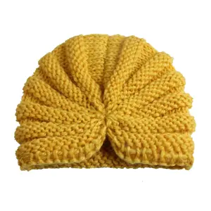 Crochet Knot Hats Baby Knitting Beanie Infant Girl Cap Hair Accessories Knitted Toddler Turban Hat Warm India Winter Newborn