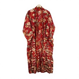 Chemise de nuit indienne faite à la main, élégante, patchwork, bohème, florale, longueur genou, en soie douce, motif uni, tenue d'été, style vintage japonais - Product Image 1
