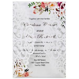 Tarjeta de invitación de boda y cumpleaños estilo europeo de papel perlado hueco con diseño de lazo en la página interior, venta directa de fábrica transfronteriza. - Product Image 5