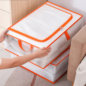 Under Bed <b>Storage</b> Bags Orange Mesh Rectangle Stackable Waterproof Organizer For <b>Clothes</b> Quilts Bedroom Use - Product Image 2
