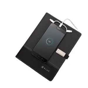 2024 Innovatieve Zakelijke Promotieproducten Cadeau Dagboek Notebook Met 8000Mah Draadloos Opladen Power Bank Usb