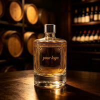 Vente en gros de bouteilles en verre transparent personnalisées de 375 ml pour le whisky et la vodka