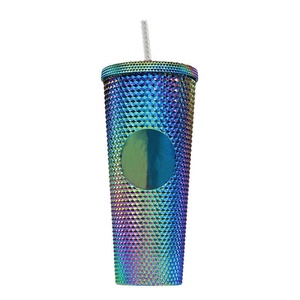 Bicchiere Termico Opaco con Effetto Olio e Borchie, con Coperchio e Cannuccia, 24 oz, a Doppia Parete, per Caff<span class=keywords><strong>è</strong></span> Freddo, Bocca Larga - Product Image 6