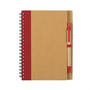 Biểu tượng tùy chỉnh tái chế kraft giấy Jotter xoắn ốc máy tính xách tay với bút - Product Image 6