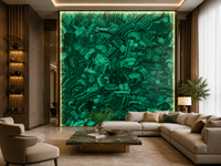 Dalles polies en malachite verte naturelle, pierre semi-précieuse, coupées sur mesure pour panneaux, comptoirs de bar, bureaux d'accueil et dessus de console