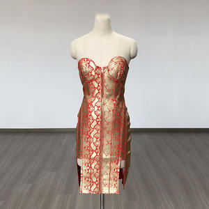 Women's High-End French Style Off-Shoulder Satin Party Dress Sloping Collar High-<b>Waisted</b> with Natural Waistline Split Design - Product Image 1