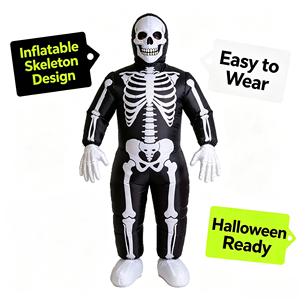 Disfraz inflable de esqueleto OEM ODM para adultos, traje de mascota de calavera inflable de cuerpo completo para Halloween, cosplay, carnaval y fiestas. - Product Image 5