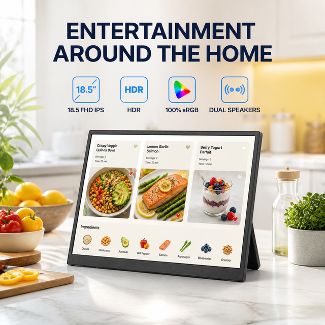 18.5 Inch Home Video Monitor FHD IPS HDR Portable Screen with MINI HD-IN Gaming Monitor and 5V-3A Power Input