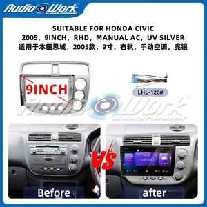 กรอบวิทยุติดรถยนต์ขนาด 9 นิ้ว แบบพวงมาลัยขวา ระบบปรับอากาศแบบธรรมดา สีเงิน UV สำหรับ <span class=keywords><strong>Honda</strong></span> Civic 2005 กรอบวิทยุติดรถยนต์ กรอบรถยนต์ กรอบวิทยุแอนดรอยด์ - Product Image 2