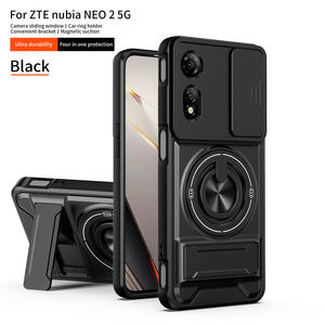 Funda Protectora para Teléfono ZTE Blade A76 4G con Anillo de Protección Híbrido de PC+TPU, Ventana Deslizante para la Lente de la Cámara, Soporte Magnético - Product Image 4