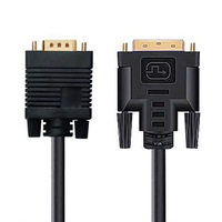 Câble adaptateur DVI vers VGA plaqué or avec gaine en PVC, résolution 1080P, longueur 1,5 m pour ordinateur et moniteur