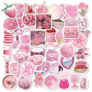 52 pz/set per bambini impermeabile rosa opaco cartone animato carino per Laptop adesivi decorativi, vinile fustel adesivo Pack per ragazze