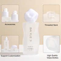 Pot en verre mat transparent de luxe, forme unique, avec couvercle à vis, 100 ml, pour sérum et emballage cosmétique