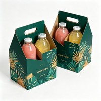 Vente en gros de boîtes à boissons en carton ondulé à 4 compartiments avec poignées, boîtes d'emballage pour bouteilles d'eau, boîtes à boissons personnalisées