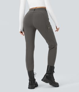 Pantaloni <span class=keywords><strong>Cargo</strong></span> da Donna a Vita Alta, Skinny, Affusolati, con Tasche Funzionali, Zip, Elasticizzati, in Twill Morbido, per Primavera, Estate e Autunno - Product Image 3