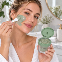 Pot cosmétique vide en acrylique PE double couche en forme de crème glacée de 200 g avec cuillère pour gommage corporel, crème, masque capillaire