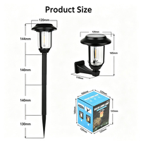 Lampe solaire de jardin 2-en-1 à fixation murale et sur piquet, étanche IP65, avec filament chaud, pour pelouse, allée et patio