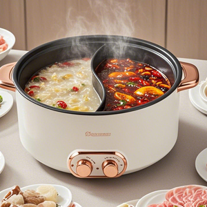 Casserole électrique en acier inoxydable 2 en 1 à prix de gros, double saveur, capacité de 5 L, économie d'énergie, facile à nettoyer - Product Image 1