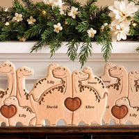 Vente chaude Fabriqué À La Main En Bois Girafe Famille Puzzle Set Festive Home Decor et Enfants Chambre Ornements pour Graduation De Noël