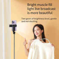 Perche à selfie de 1,7 m avec lumière d'appoint, fibre de carbone, rotation à 360°, trépied télescopique extensible, support de sol