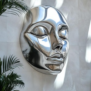 Scultura da Parete Moderna in Acciaio Inossidabile 3D con Volto Femminile, Arte Astratta Decorativa - Product Image 3