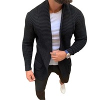 Nouveau Cardigan Homme Tricoté Anti-Plis Col V Couleur Unie Tendance Décontracté Automne 2026 en Polyester/Coton