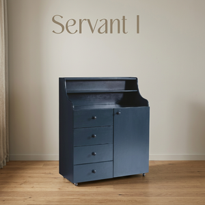 Commode haute moderne en bois massif avec poignée métallique et 5+ compartiments pour bar à domicile et rangement de chambre - Product Image 3