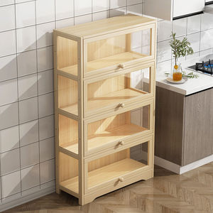Mueble de Cocina de Madera Maciza, Armario de Almacenamiento de Múltiples Niveles, Diseño Minimalista con Tirador, Acabado Lacado - Product Image 1