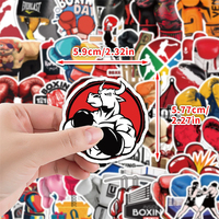 50 Autocollants Créatifs de Dessins Animés sur le Thème de la Boxe, Adhésifs, pour Gobelets, Téléphones, Décorations Graffiti Étanche