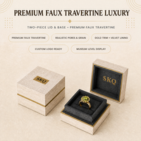 Boîte de rangement pour bijoux en faux travertin avec logo personnalisé, doublure en velours, pour bague, montre, pendentif, bracelet, boîte à deux pièces